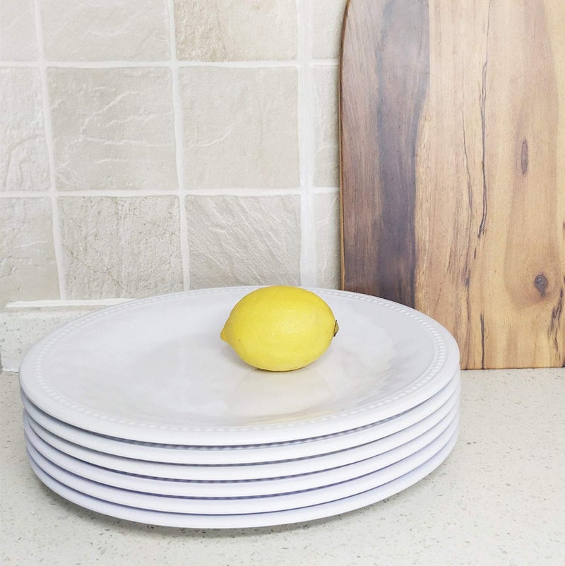 KX-WARE Melamine Plates set of 8, 11-inches Dinner Plates Set for Indoor and Outdoor Use, White - Image 5
